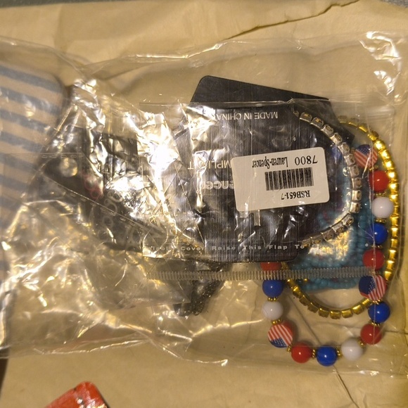 Blue Stripe Bag With Socks, Masks And Jewelry - Picture 6 of 6